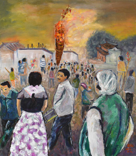 油画《白族火把节》 商品图0
