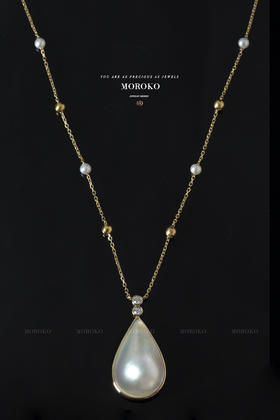 落月·星辰 | 水滴马贝项链