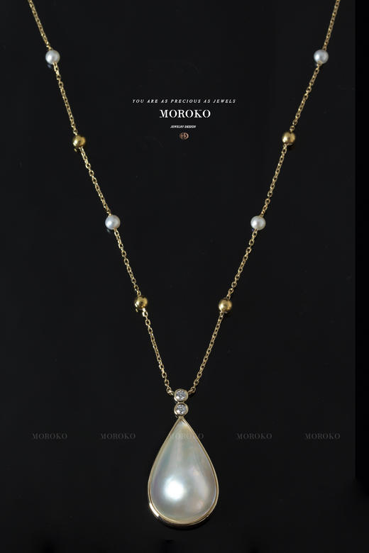 落月·星辰 | 水滴马贝项链 商品图0