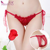 霏慕情趣内裤蕾丝三角内裤性感低腰系带开裆丁字T裤女（红）7126 商品缩略图0