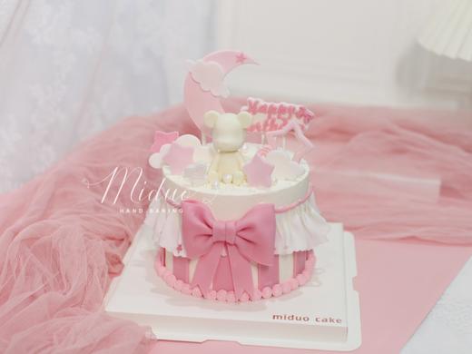 女生蛋糕  粉色系 星月小熊 翻糖蝴蝶结 商品图2