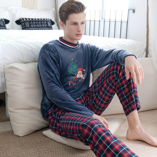 爱帝法兰绒休闲可外穿家居服套装情侣款 商品图2