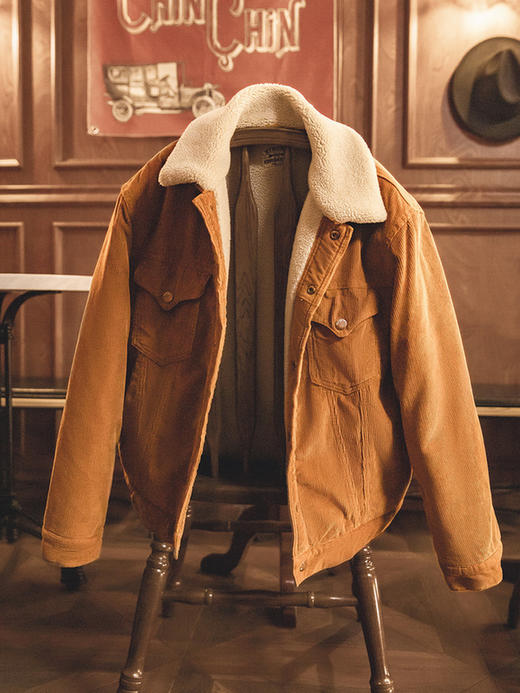 工装精选美式复古灯芯绒翻领夹克重磅仿羊羔毛外套加厚棉衣男秋冬 商品图0