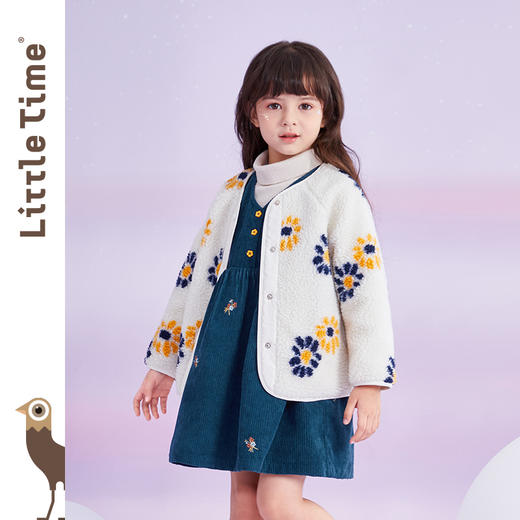 littletime女童绣花灯芯绒背心裙秋冬加绒2021冬季新款儿童冬裙子 商品图3