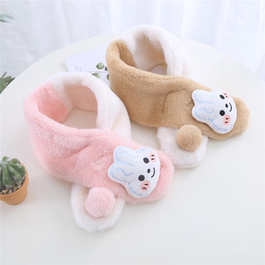 「12.12直降！双十二狂欢」秋冬防兔绒儿童围巾保暖男女童小孩小兔毛绒围脖拼色毛绒宝宝脖套 商品图3