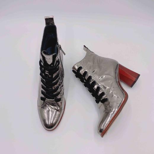 LFGJ 10702 秋季女时尚百搭尖头系带粗跟高跟短靴女 商品图1