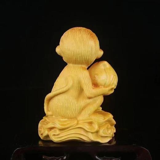 huaxin灵猴献寿°大小款黄杨木摆件 商品图6