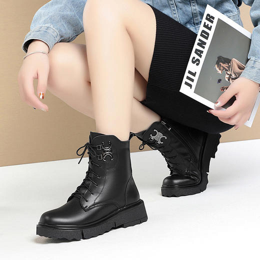 XV-DM5817跨境21秋季新款女靴中跟粗跟英伦复古马丁靴DM5817 商品图0