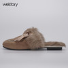 westory2021秋冬新款韩版女包头室内棉拖鞋加绒蝴蝶结毛毛鞋WZ21J81681 商品缩略图1
