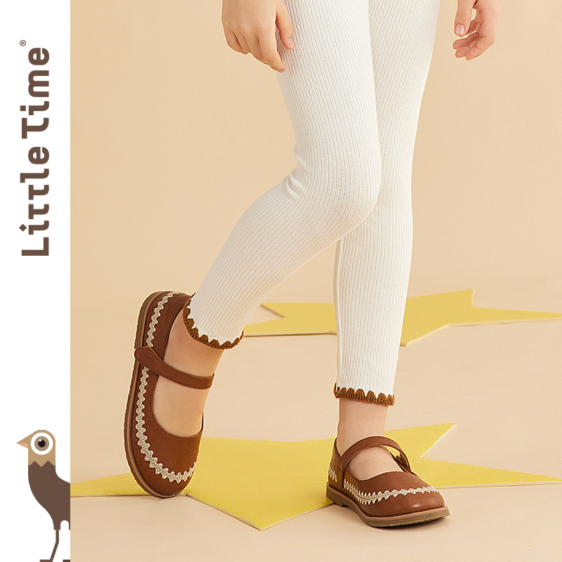 littletime女童打底裤春秋款2022新款纯棉外穿儿童长裤子