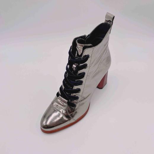 LFGJ 10702 秋季女时尚百搭尖头系带粗跟高跟短靴女 商品图0