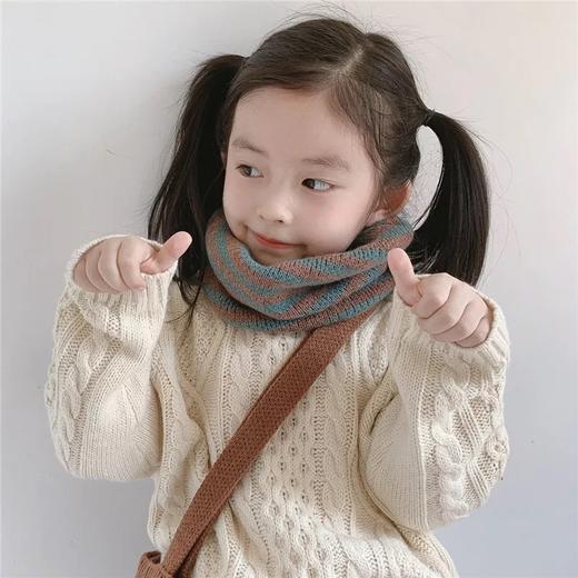 2021新秋冬韩版格子针织儿童围脖保暖百搭宝宝毛线脖套韩版男女童围巾 商品图0