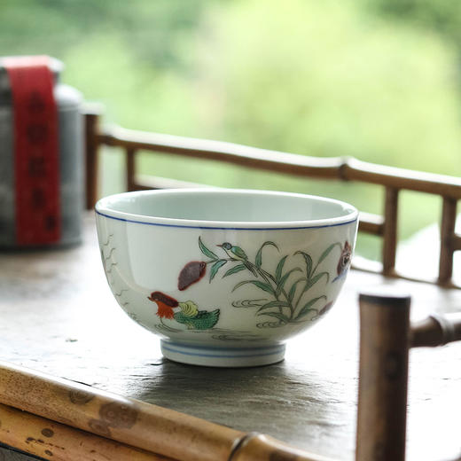 青花釉里红五彩鸳鸯杯 商品图3