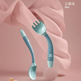 babycareRWB001-A弯弯叉勺-云雾绿