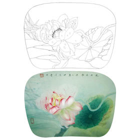 【有步骤、大彩图】杨冬冬工笔画白描底稿小品《花开并蒂》荷花初学者临摹花鸟线稿HD40