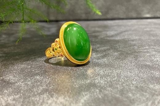 【御珠宫坊】金镶碧玉戒指 商品图4