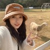 「好物推荐 时尚百搭！」秋冬帽子女纯色羊羔毛渔夫帽日系百搭字母刺绣盆帽ins保暖小沿帽 商品缩略图0