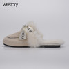 westory2021秋冬新款韩版女包头室内棉拖鞋加绒蝴蝶结毛毛鞋WZ21J81681 商品缩略图2