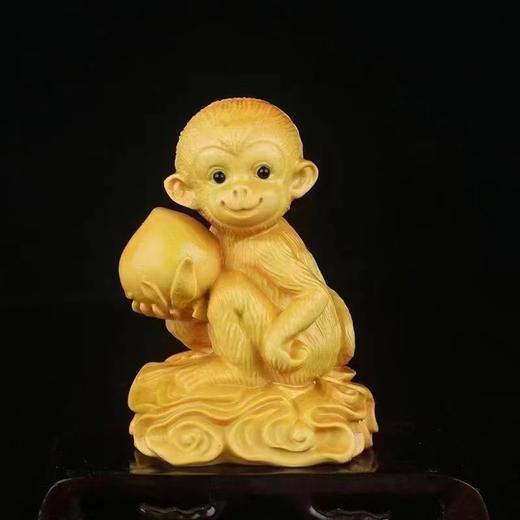 huaxin灵猴献寿°大小款黄杨木摆件 商品图3