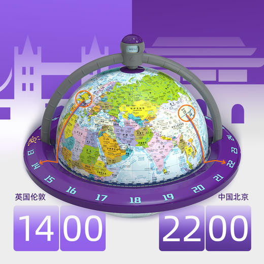 【黑金专享】科学罐头3合1高清发光世界地球仪儿童中小学生用地理摆件灯20cm大 商品图3