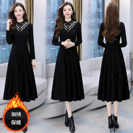 洋气打底配大衣，气质加绒加厚内搭连衣裙HR-HRYZ7686 商品图3