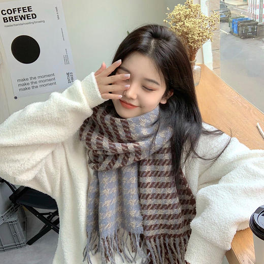 「12.12直降！双十二狂欢」2021年新款围巾女千鸟格ins冬季韩版百搭学生情侣男披肩保暖围脖 商品图3