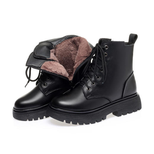 XV-FS2208跨境21冬季新款全中跟粗跟马丁靴FS2208大码羊毛到脚尖 商品图4