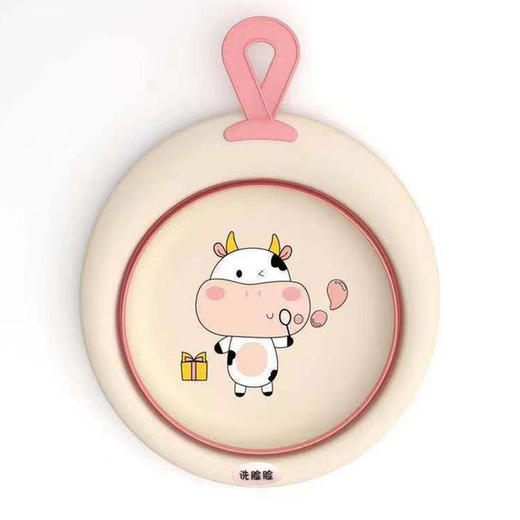 新生儿婴儿洗脸盆初生宝宝小盆洗脚洗pp盆儿童可折叠盆子奶牛脸盆 商品图4