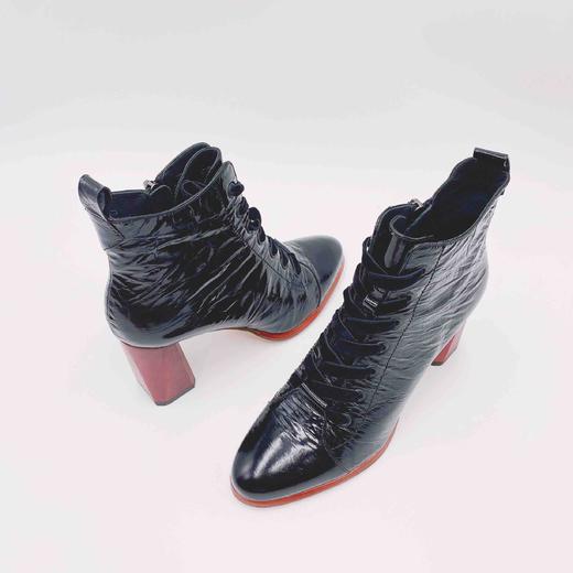 LFGJ 10702 秋季女时尚百搭尖头系带粗跟高跟短靴女 商品图4