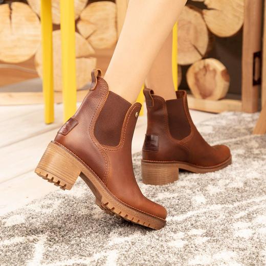 #断码特价40码#西班牙原产时尚舒适粗跟女踝靴栗棕色PB8 商品图4