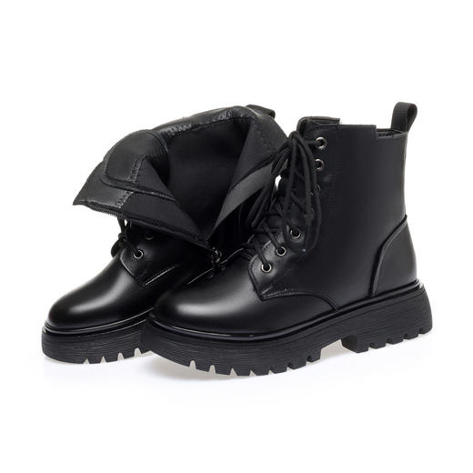 XV-FS2208跨境21冬季新款全中跟粗跟马丁靴FS2208大码羊毛到脚尖 商品图5