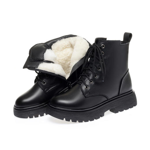 XV-FS2208跨境21冬季新款全中跟粗跟马丁靴FS2208大码羊毛到脚尖 商品图6