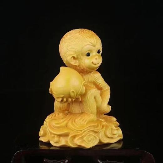 huaxin灵猴献寿°大小款黄杨木摆件 商品图5