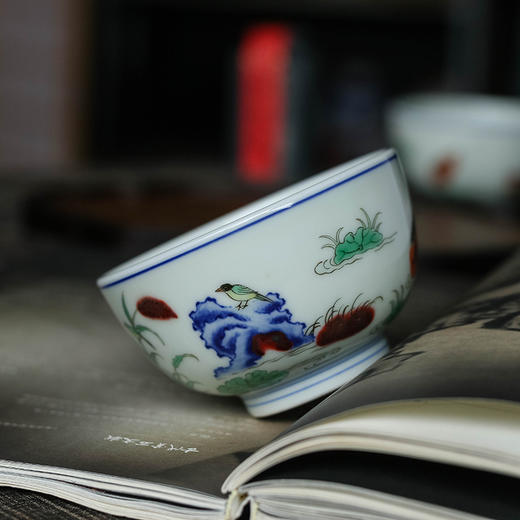 青花釉里红五彩鸳鸯杯 商品图1