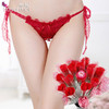 霏慕情趣内裤蕾丝三角内裤性感低腰系带开裆丁字T裤女（红）7126 商品缩略图2
