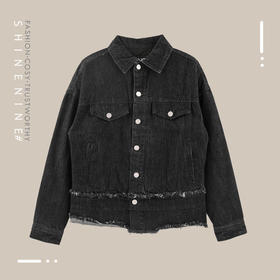 E18W81MPJ110破损磨毛化石印花牛仔棉服