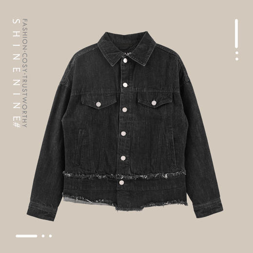 E18W81MPJ110破损磨毛化石印花牛仔棉服 商品图0