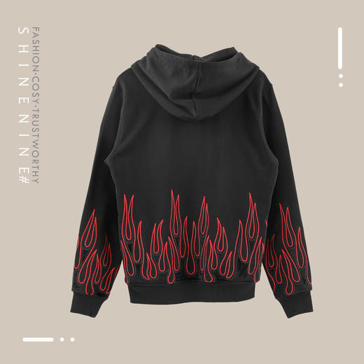 E19W81MKD203字母火焰帽衫长袖卫衣 商品图1