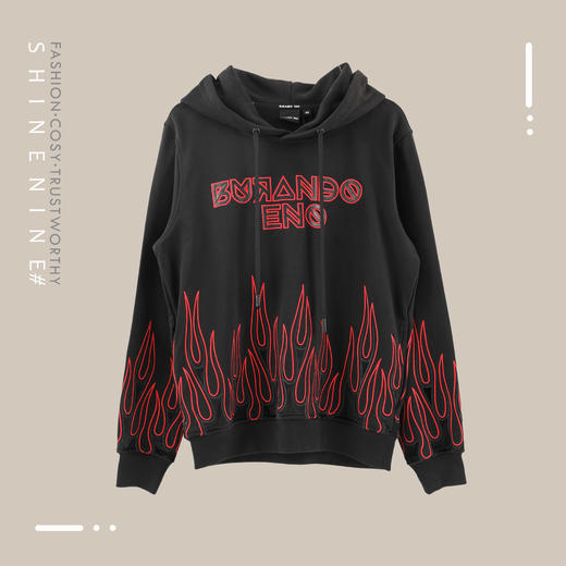 E19W81MKD203字母火焰帽衫长袖卫衣 商品图0