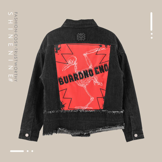 E18W81MPJ110破损磨毛化石印花牛仔棉服 商品图1