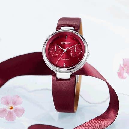 西铁城官方正品不锈钢表壳缎绣皮表带日期星期指示光动能女表 FD1100-10X 商品图2