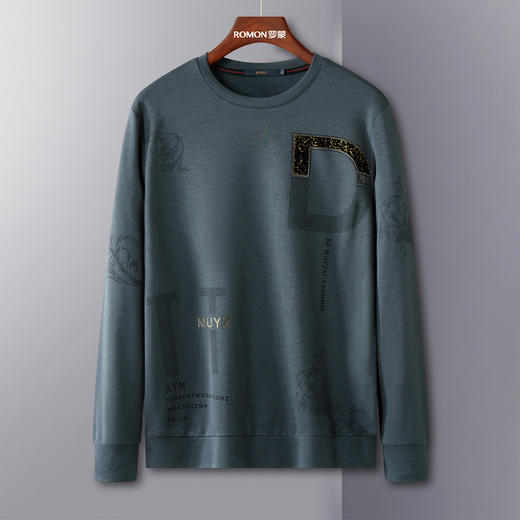 【潮流印花】罗蒙卫衣男秋冬新品圆领舒适亲肤通勤内搭外穿男士卫衣 商品图2