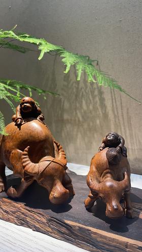 牧牛童趣竹根雕摆件（1套）