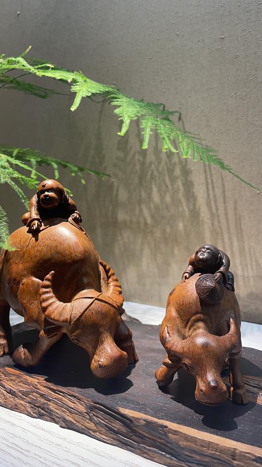 牧牛童趣竹根雕摆件（1套） 商品图0