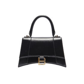 【二】BALENCIAGA 巴黎世家 女士 Hourglass系列 沙漏包亮面小牛皮手提包 黑色 593546 1QJ4M 1000