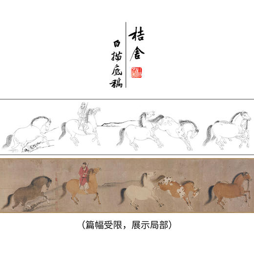 【长卷】工笔动物画白描底稿古画长卷韩干《十六神骏图》多种白描尺寸可选G014 商品图0