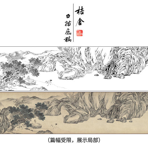 【长卷】工笔山水画白描底稿古画长卷唐寅《饮鹤图》多种白描尺寸可选G028 商品图0