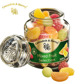 德国嘉云杂果味糖300g/060634 怀旧玻璃瓶甜而不腻多种水果味