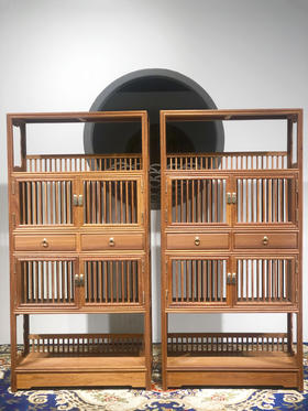 红桥红  家具严选  缅甸花梨（大果紫檀）【151 有券口直棂架格】