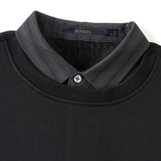 【加绒加厚】罗蒙秋冬男装保暖衬衫男士时尚休闲学院风假两件套头衫男 商品图6